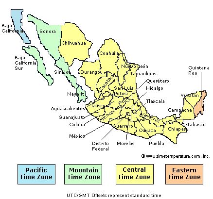 current time in mexico city|mexico time zones map.